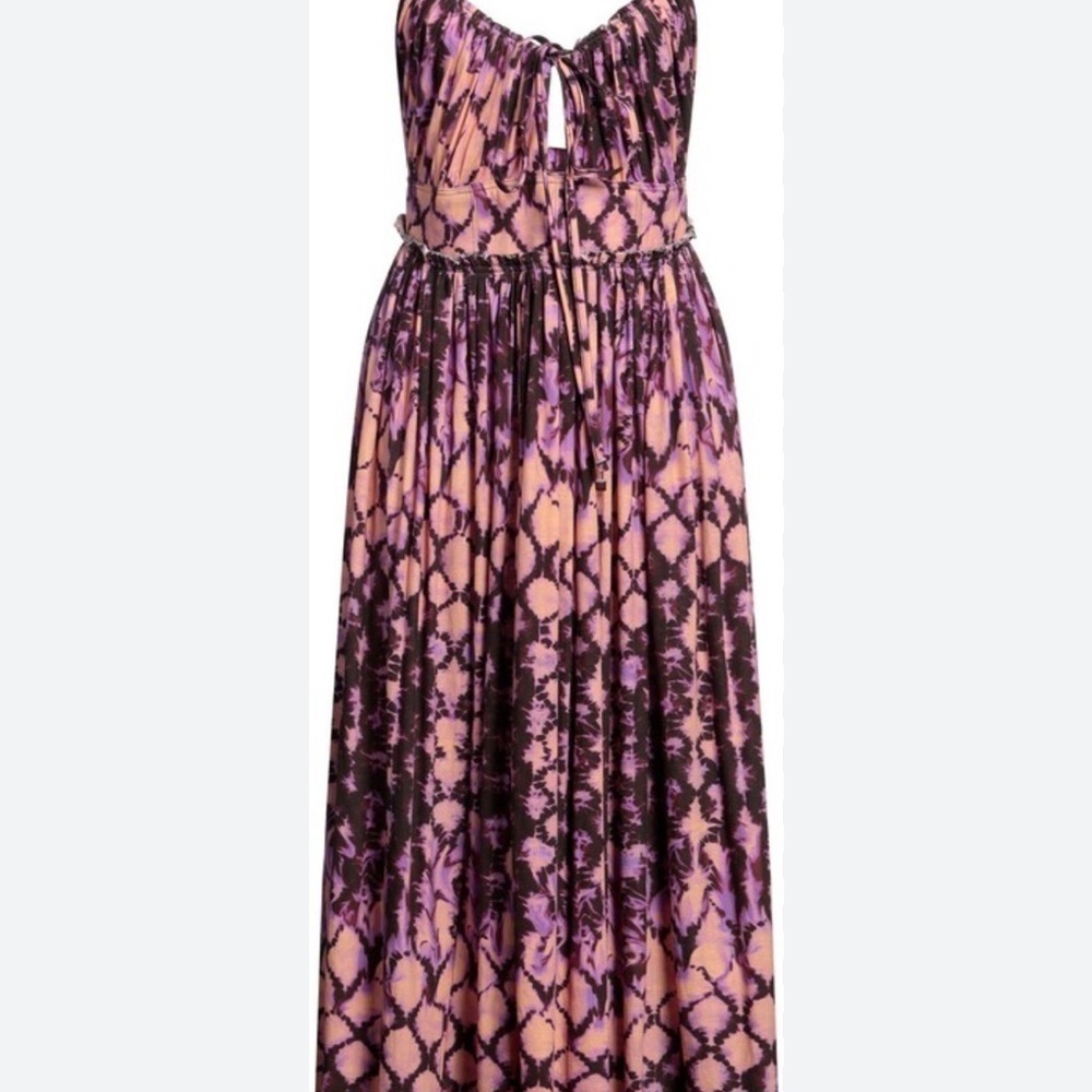 Ulla Johnson Freya Halter Midi Dress Purple Boho Tie-Dye Wisteria Print - Picture 4 of 11